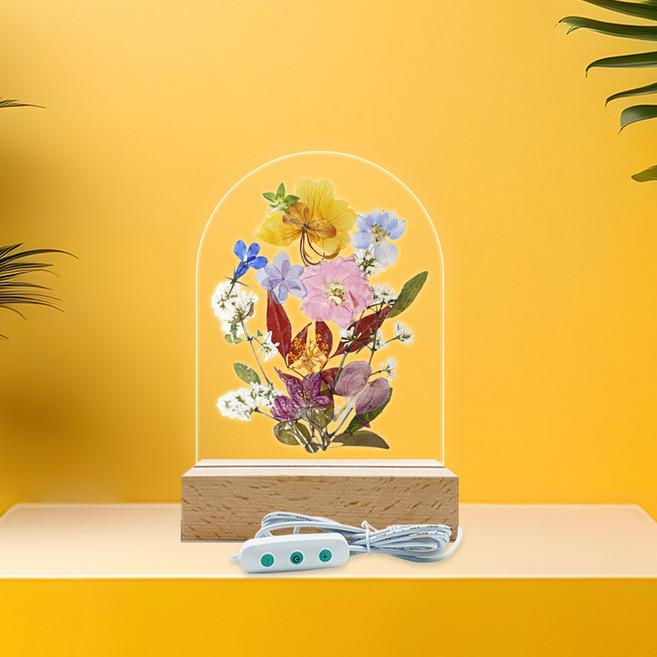 청어람몰 압화무드등 아크릴 무드등 만들기 DIY 빛조절 USB 12cm, 2.꽃의숨결(압화15가지)