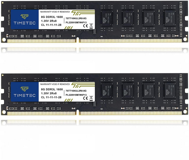 Timetec Premium DDR3L 16GB DDR3 1600MHz (DDR3L-1600) PC3L-12800 PC3-12800 Non-ECC Unbuffered, 16GB KIT(2x8GB), 16GB KIT(2x8GB)