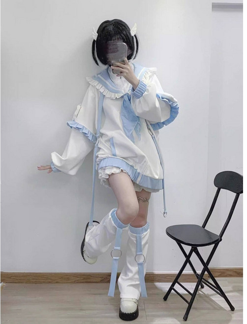 서브컬쳐 레그워머 집업 세트 셋업 귀여운 양산형 코디 일본