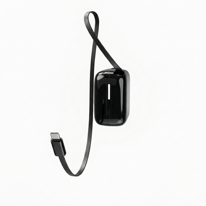 엘락 릴고 10000mAh 40W 고속충전 일체형 케이블 미니 보조배터리 PB03, 딥 블랙, Reelgo 10K(PB-03)