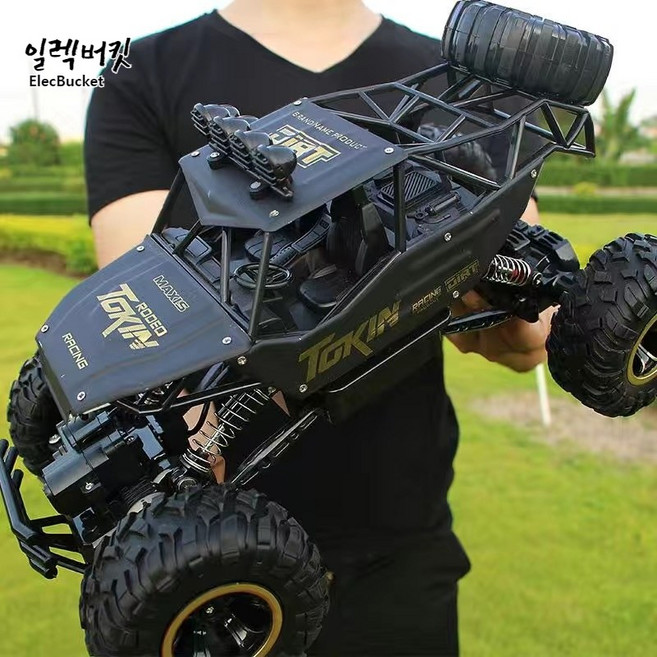 일렉버킷 4륜구동 성인용 초강력 오프로드 대형 괴물 RC 카, 37cm(35km/블랙), 2개, 1개
