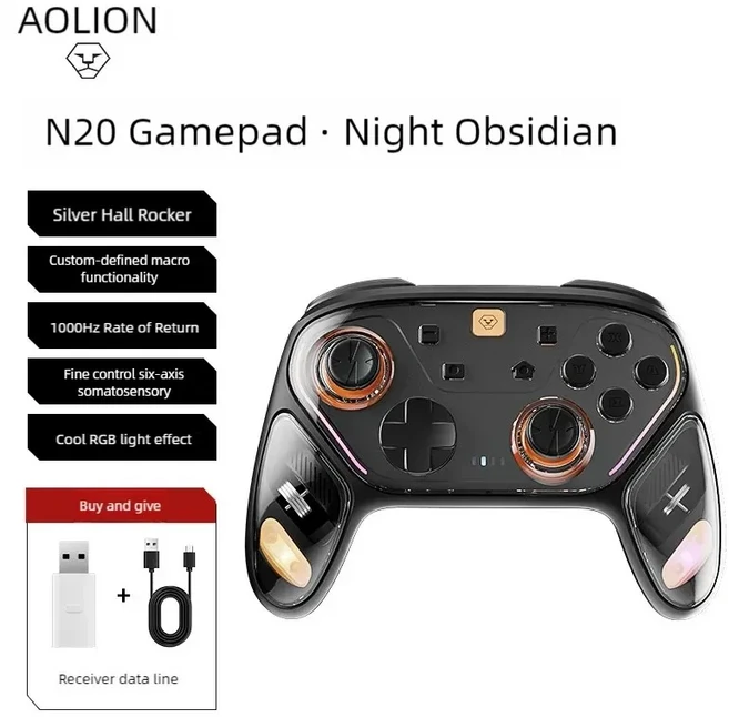 AOLION N20 스위치2 게임 컨트롤러 블루투스 무선 매크로 프로그래밍 RGB PC 컴퓨터, 01 E