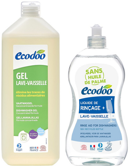 [식세기 입문세트] 에코두 프랑스 식기세척기세제 1L + 린스500ml (전용 계량컵 & 뾰족캡 1개 증정)