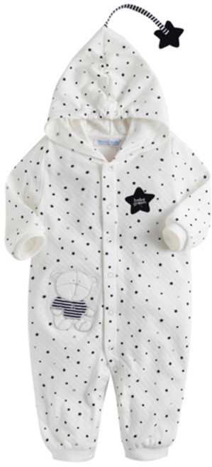 그린베베 국내생산 아기별 후드 우주복