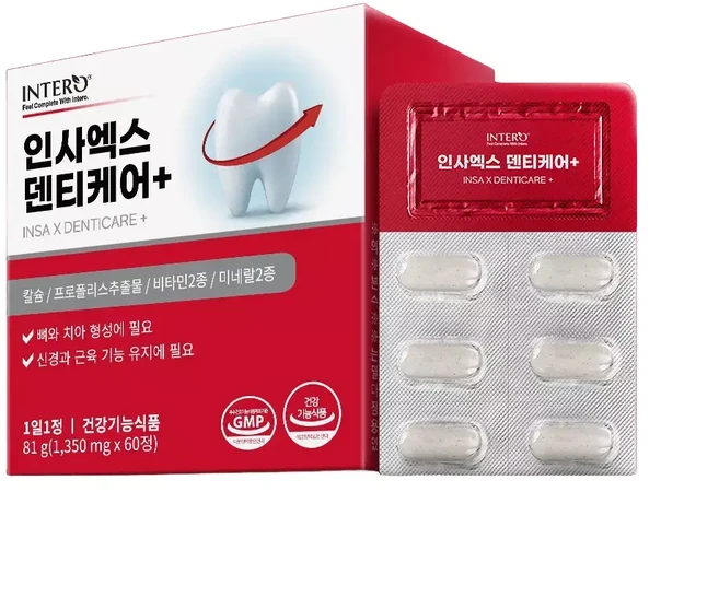인사엑스 덴티케어 치아건강 칼슘 프로폴리스 영양제 60정 6개 구강, 1개