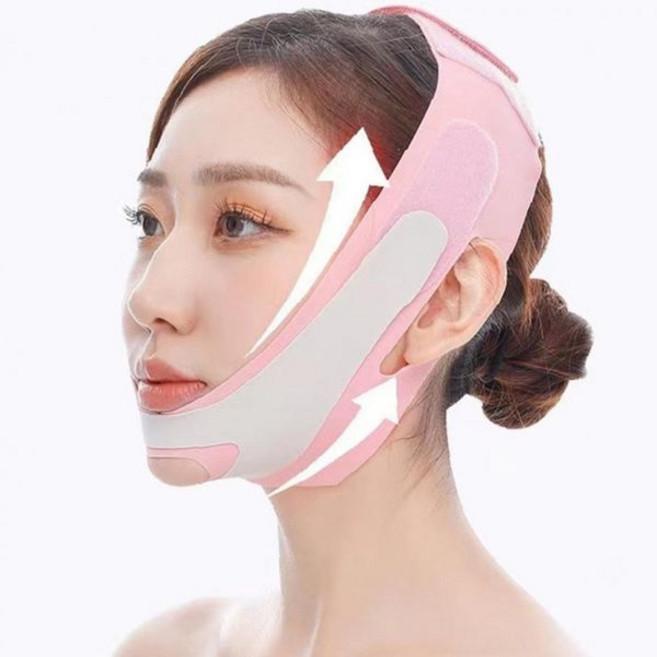 얼굴 윤곽 리프팅 밴드 턱선 관리 이중턱 개선 탄력 마스크 핑크 화이트