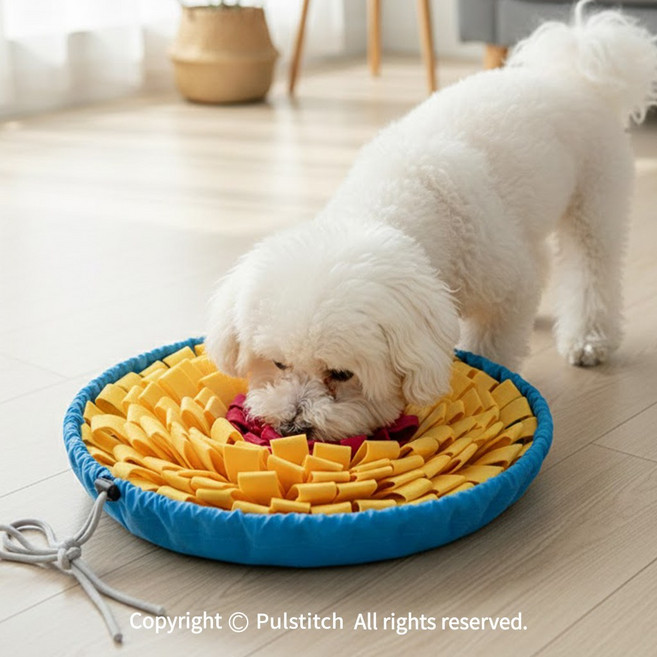 펄스티치 강아지 풀밭 잔디 노즈워크 장난감 파우치형 신형, 1개, 블루옐로우