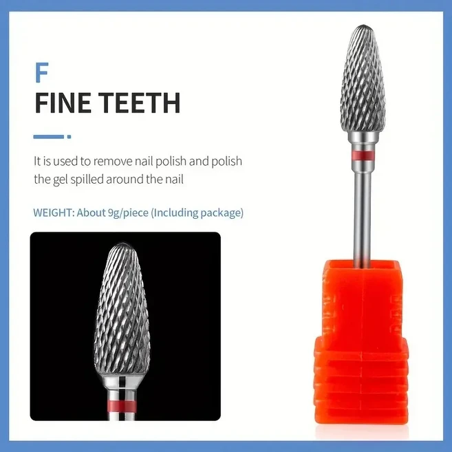 텅스텐 카바이드 네일 드릴 비트 전기 매니큐어 액세서리 젤 폴리시 리무버 도구 Efiles 용 밀링 커터, 04 Flame F