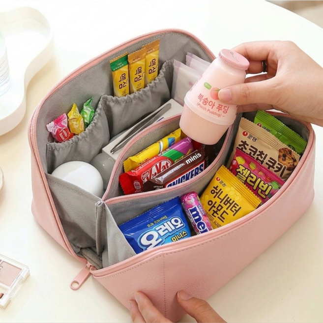 DAESIN특가 고퀄리티 가죽 여행 다용도 대용량 파우치 이너백