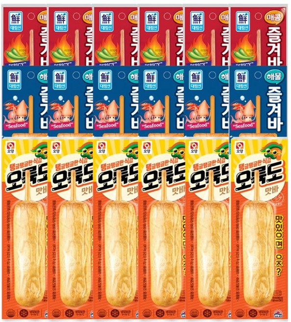 편의점 핫바 어묵바 (오륙도맛바6+매콤즐겨바6+해물즐겨바6) 총, 18개, 70g