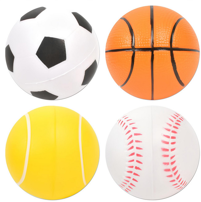 말랑말랑 스펀지 스포츠 공4종, 혼합색상, 1세트
