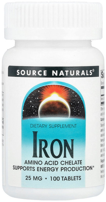 Source Naturals 철분 25mg 100정 Naturals (소스 내추럴스), 1개
