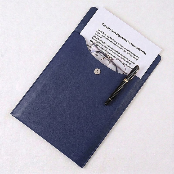 제로앤나인 A4 서류 가죽파우치 클러치 파일 케이스, 1개, 네이비