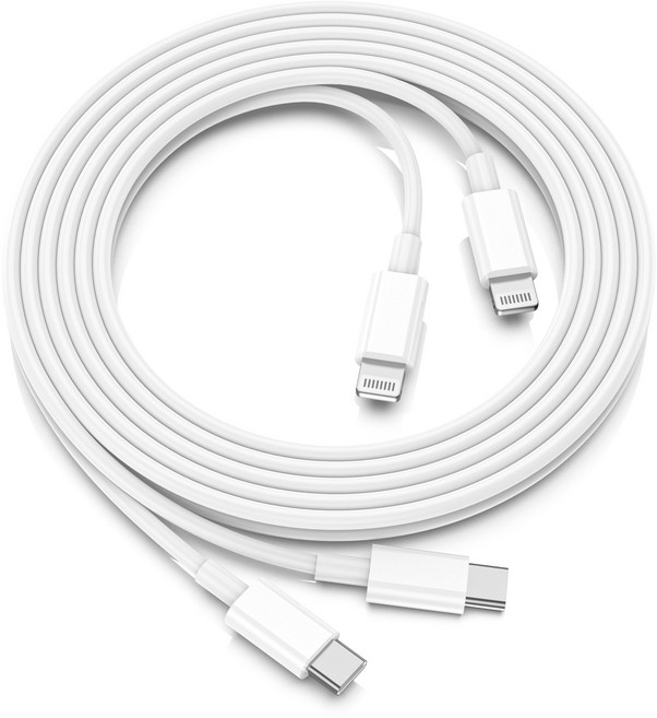 Bolt Wave 아이폰 고속 충전케이블 C to 라이트닝 8핀, 2개, 화이트, 2m