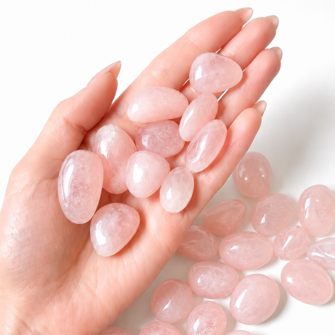 로즈쿼츠 장미수정 사랑의 원석 페블 조약돌 스톤, 300g