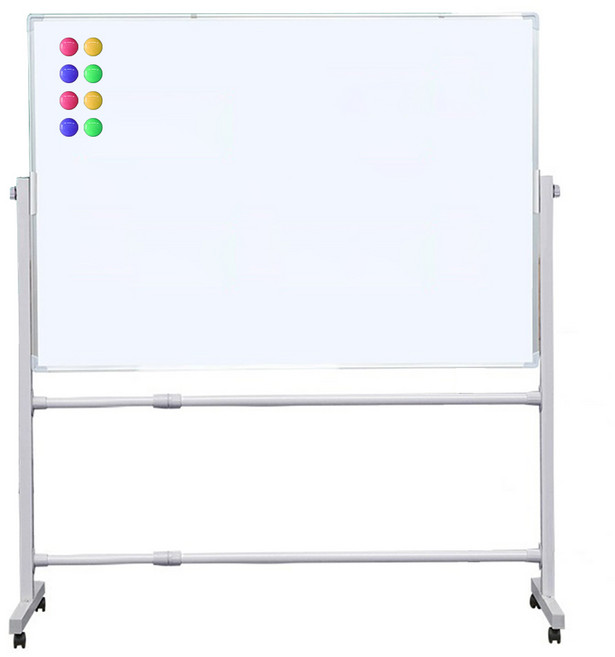 KCJ 양면 자석 화이트보드 이동식 스탠드 세트 화이트