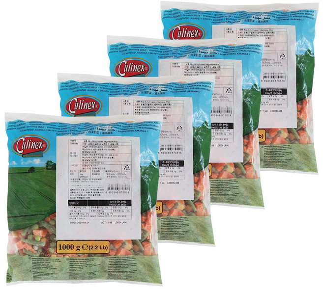 벨기에산 프리미엄 채소믹스(당근 그린빈 완두콩 옥수수), 4개, 1kg