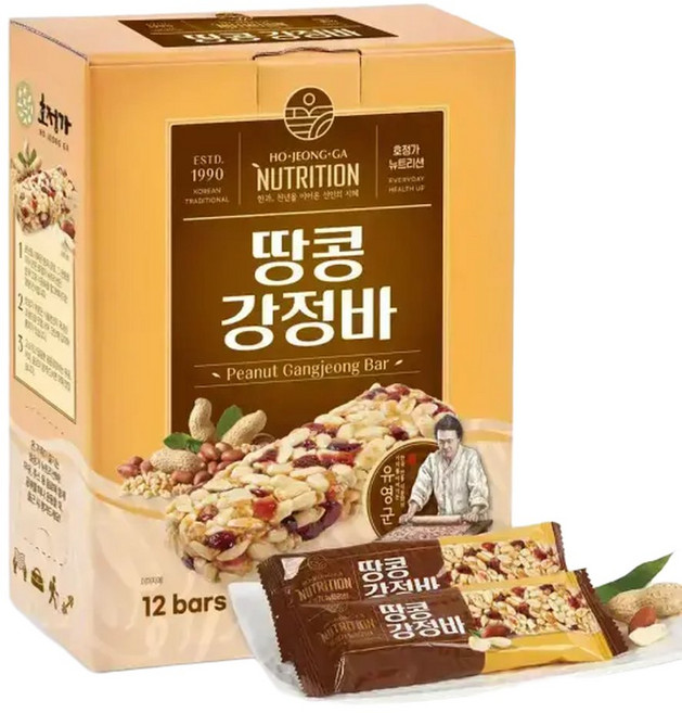 [품질보장] 호정가 땅콩강정바 (12개입) / 고소하고 담백한 땅콩견과바, 1개