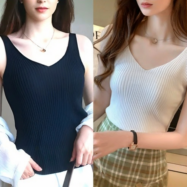 쿠리어리 어디든지 입기 문안한 여자 민소매 여성 골지 나시티