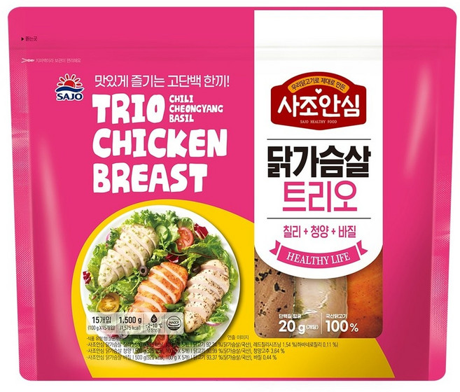 사조안심 닭가슴살 트리오, 1개, 1.5kg