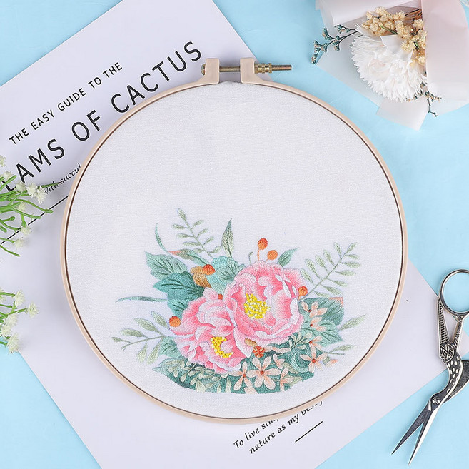 刺繡diy手工自繡製作初學者材料包 古風蘇繡絲帶繡繡品挎包戳戳繡, 花辰月夕 材料包 輔助繡繃, 1個