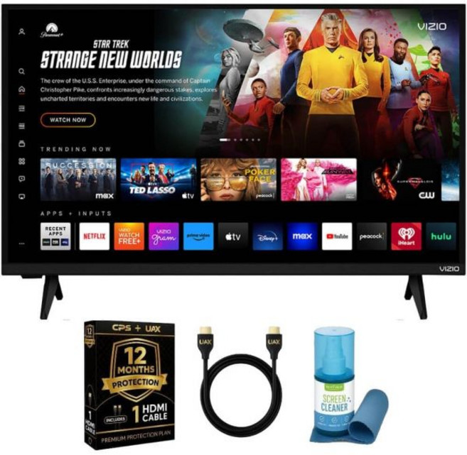 비지오 32인치 1080p 풀 HD 스마트 TV 번들 알렉사 호환 블루투스 HDR HDMI VRR 얇은 프레임 디자인 UAX HDMI 케이블 포함 12개월 CPS 보호 마이크로