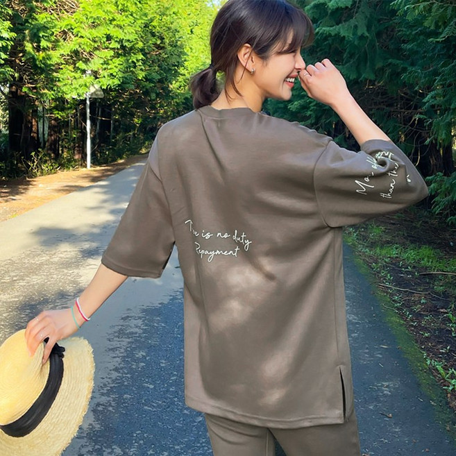 핑크시슬리 여성용 SET카인드 레터링 부츠컷 트레이닝 세트