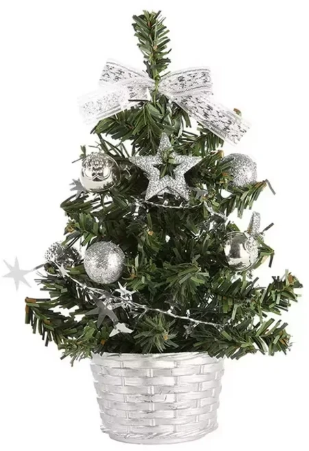 쿠쿠스토어 20/30/40cm 크리스마스 트리 홈 침실 파티 장식 인공 어린이 DIY 수공예품 2025 신년 선물, 20cm, 03 5pcs Chrome