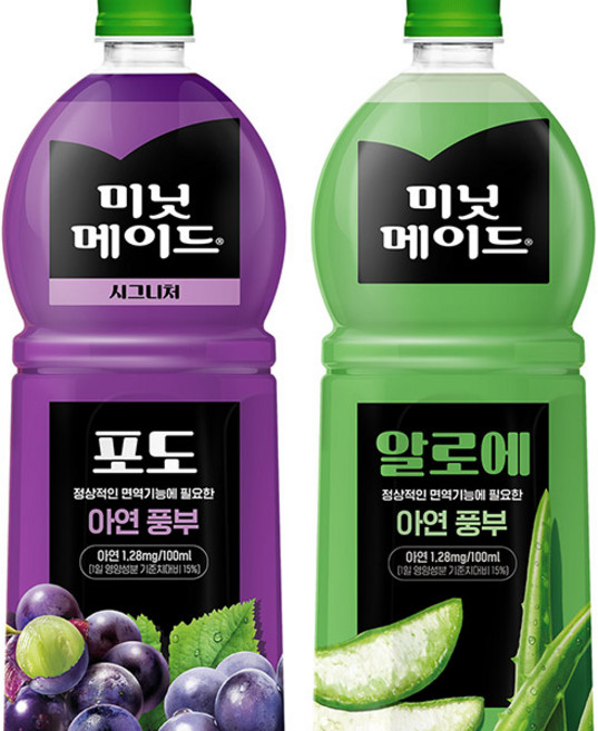 미닛메이드 2종세트 3+3 시그니처 포도 알로에 주스 1.5L