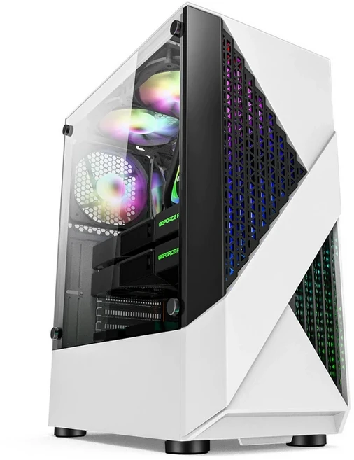 RGB電競電腦機殼 鋼化玻璃側透, 1個, 白