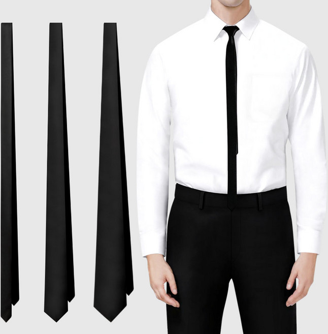 남자 검정 슬림 넥타이 3cm 6cm 7cm 8cm 남성 패션 캐주얼 정장 면접 넥타이