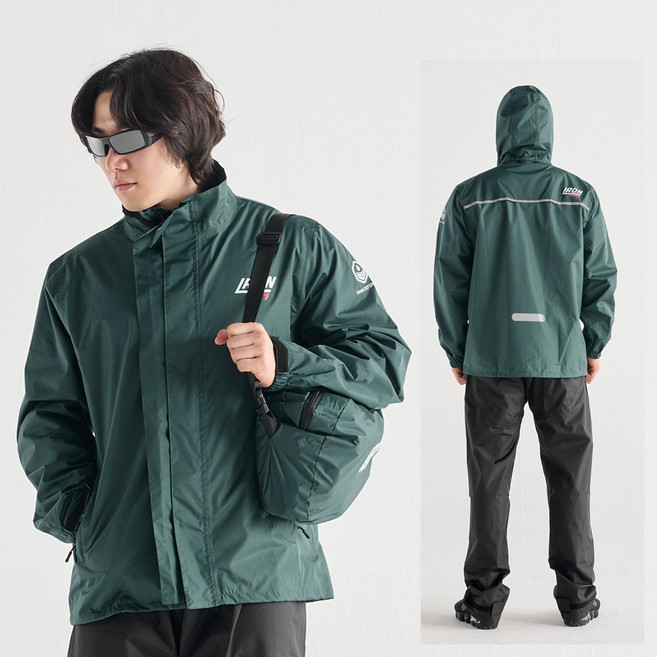 IRON 오토바이 우비 상하세트, 그린