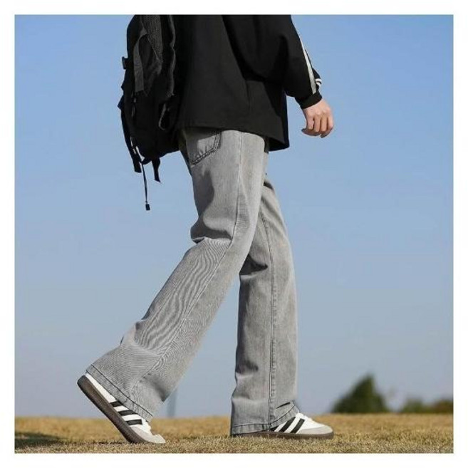 寬鬆直筒男女款牛仔褲 休閒運動長褲 水洗做舊工裝褲 大碼防風耐磨登山褲 春秋冬季薄款垂感彎刀褲