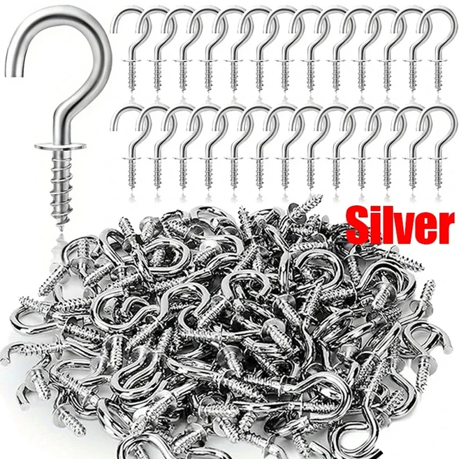 스테인레스 스틸 후크 헤비 듀티 천장 다목적 나사 셀프 태핑 걸이, 03 Silver, 04 200PCS