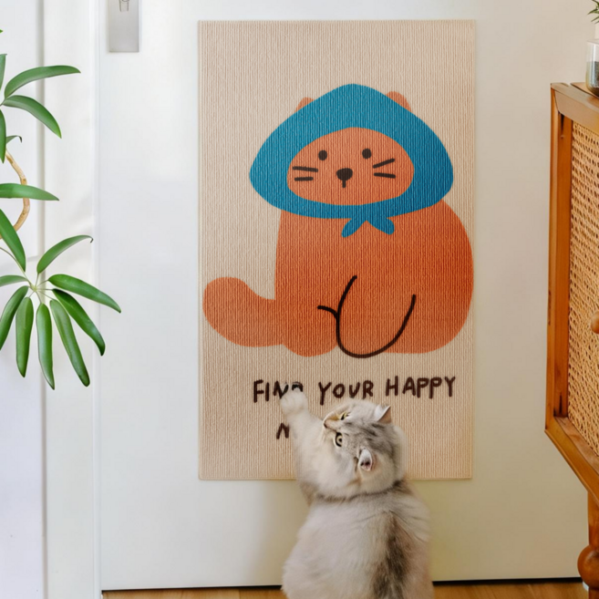 고양이 스크래쳐 부착식 고양이 스크레쳐 벽에 붙이는 스크래쳐 고양이 벽 스크래쳐 고양이 카페트, 1개, FIND HAPPY