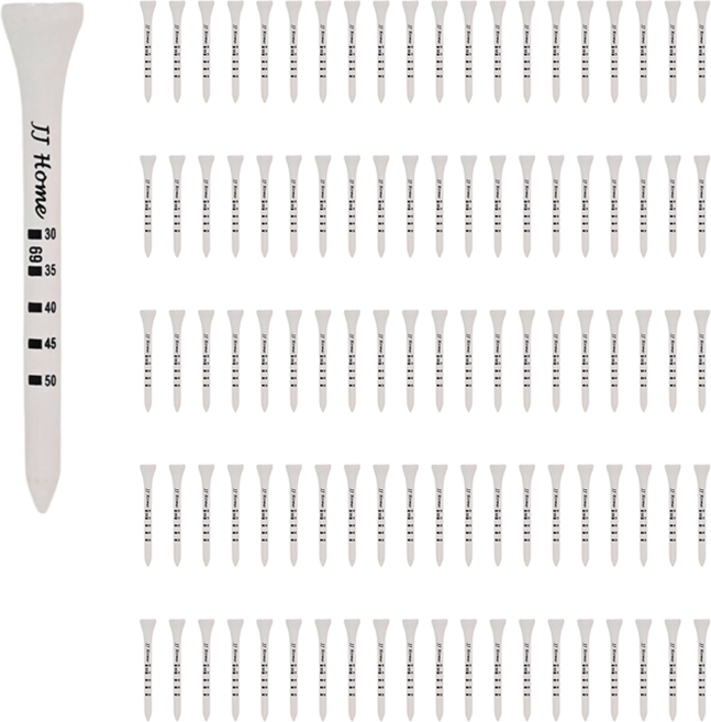 제이제이홈 스텝조절 우드 골프티, 50개, 화이트