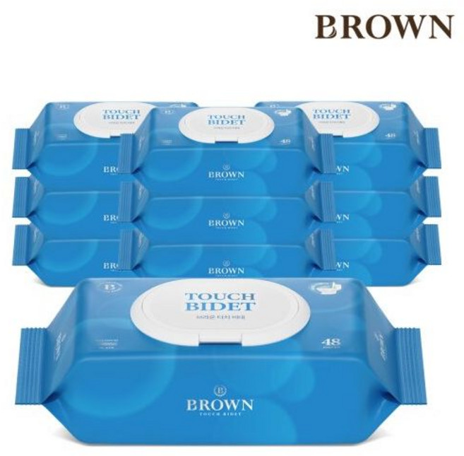 브라운터치비데 물티슈 48매 캡 10팩 비데물티슈, 55g