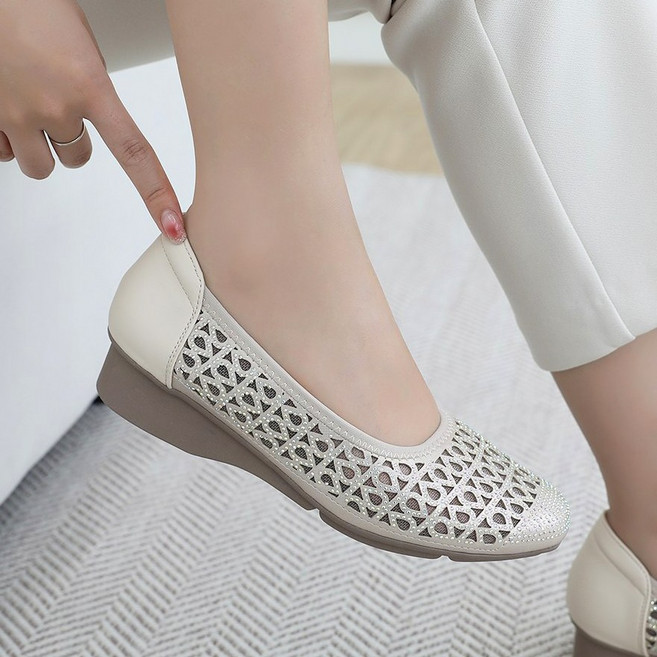 제이슈 큐빅 쿠시 시스루 망사 단화 3cm