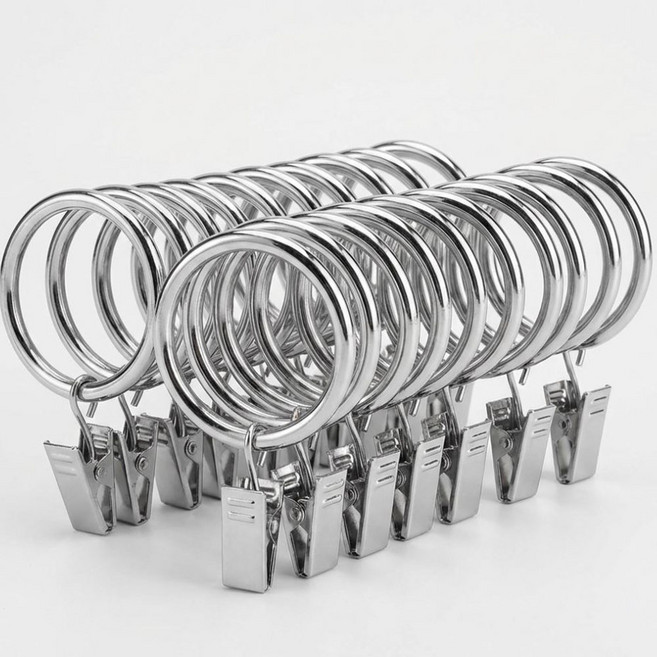 osshop 커튼 고리링 집게링 고리 집게, 실버 32mm, 20개, 커튼집게