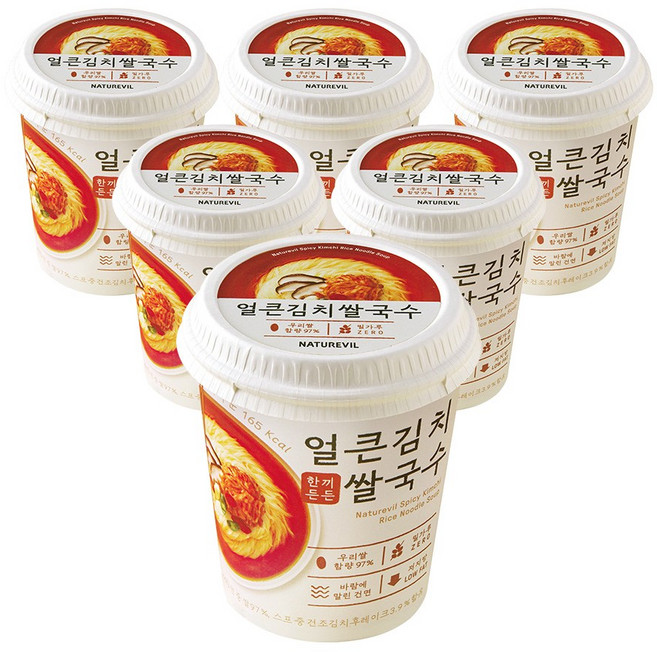 한끼든든 쌀국수 얼큰김치맛 소컵, 6개