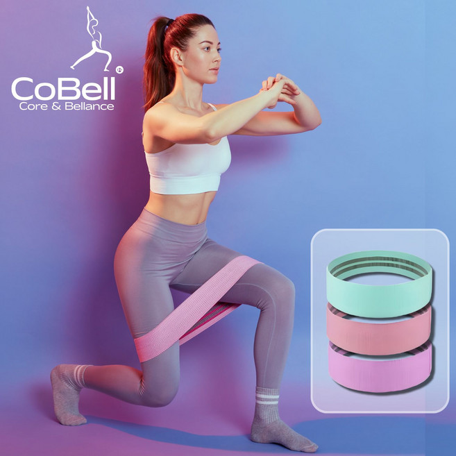 코벨 힙업밴드 3종세트 운동 고무 스쿼트 힙딥 밴드, 핑크,그린,퍼플, 1세트