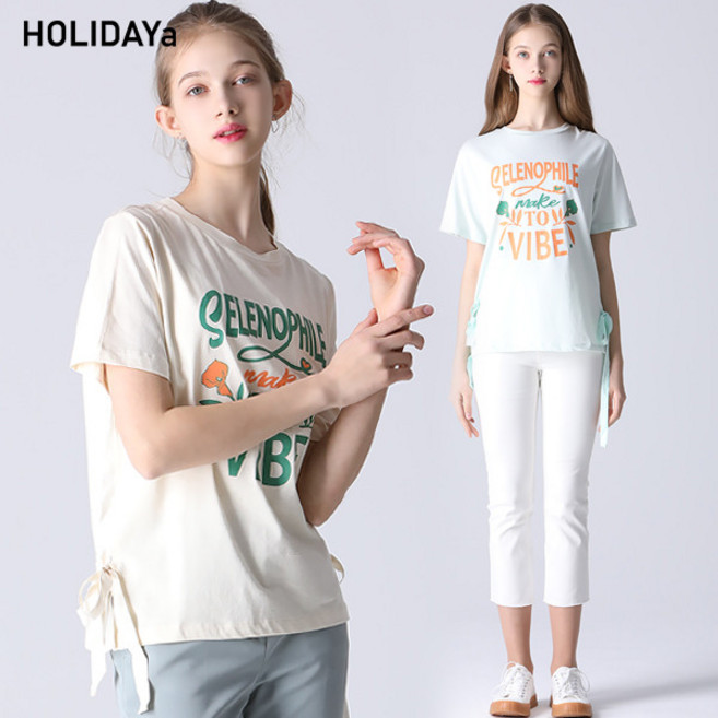 모리모리스 모리모리스 레터링 리본 디테일 티셔츠