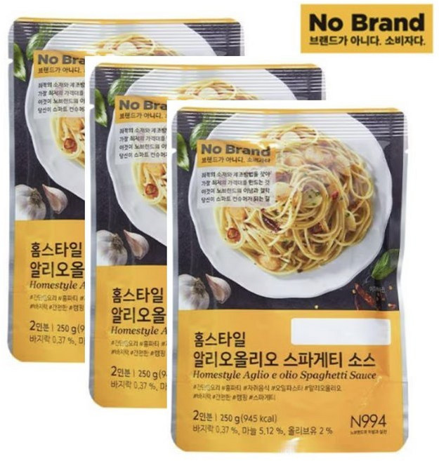 노브랜드 알리오올리오 스파게티소스, 250g, 3개