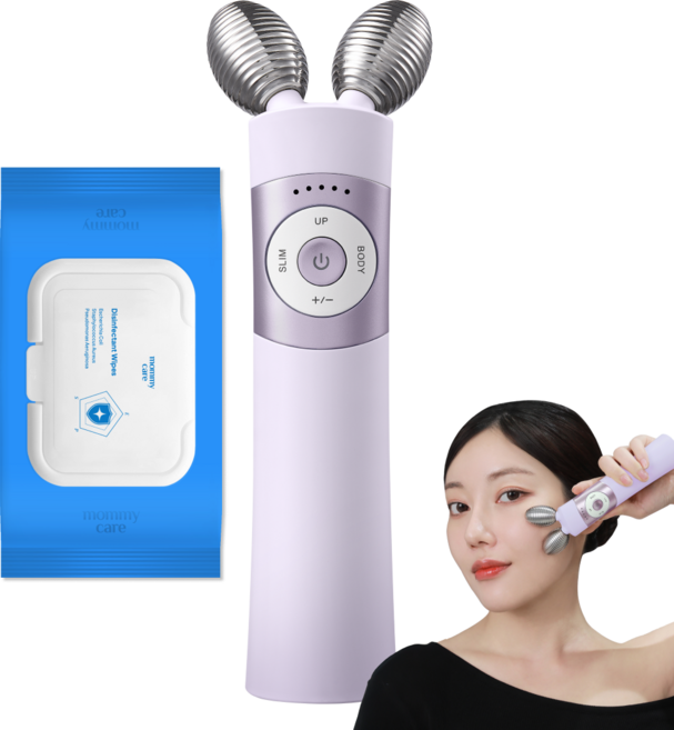 마미케어 EMS 브이쎄라 핸디형 마사지기 + 살균소독티슈, 퍼플