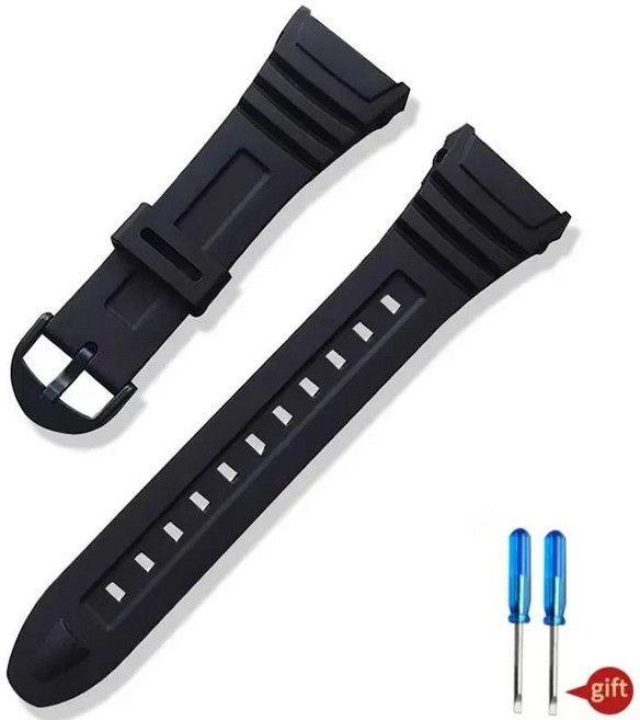 카시오 W-96H 3239 야외 스포츠 방수 스트랩 고무 손목 밴드 플라스틱 또는 스틸 버클 실리콘 팔찌 18mm 용