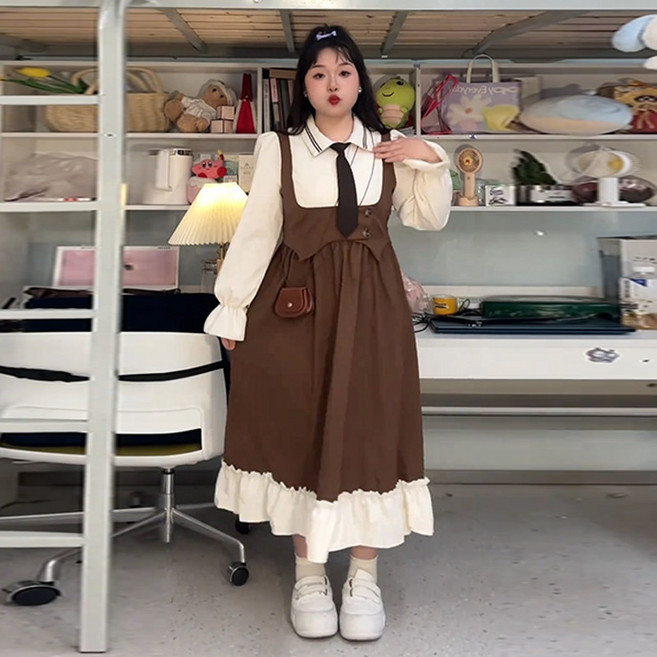 빅사이즈 경성의복 개화기의상 페이크투피스 롱 원피스