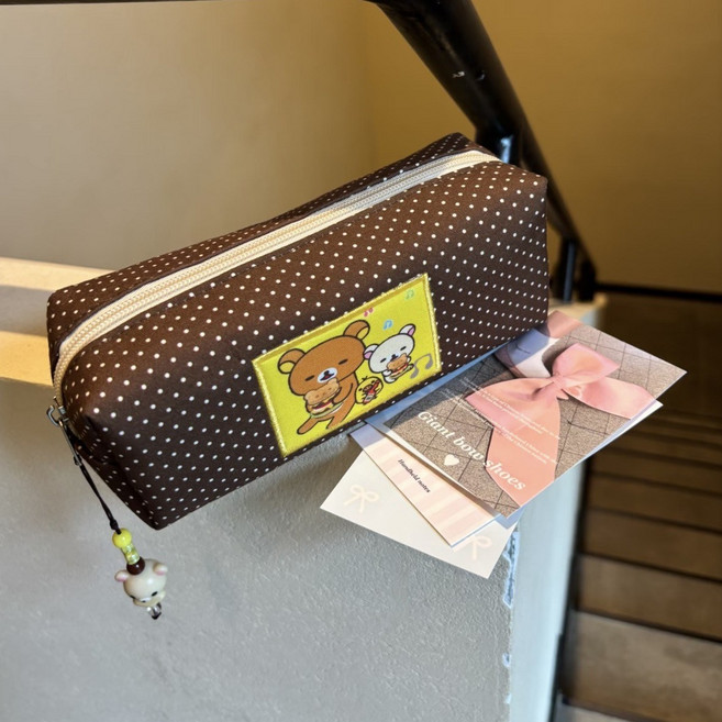 옐상 리락쿠마 빈티지 패치워크 파우치 필통 2종, 1개, 필통버전