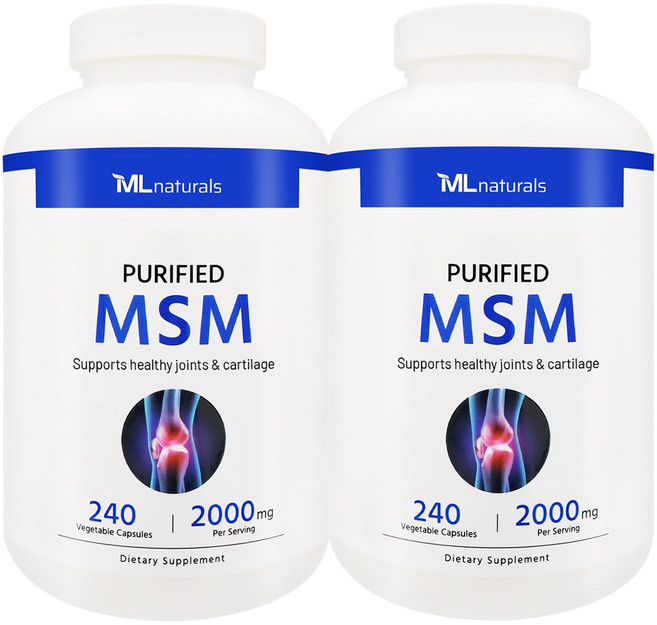 [미국빠른직구] 신제품 마이라이프 내추럴스 식이유황 MSM 2000mg 240정 2병, 2개