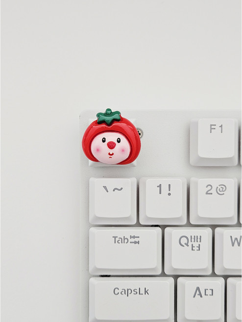 달콩 핑크루피 캐릭터 키캡, 4.토마토, 화이트