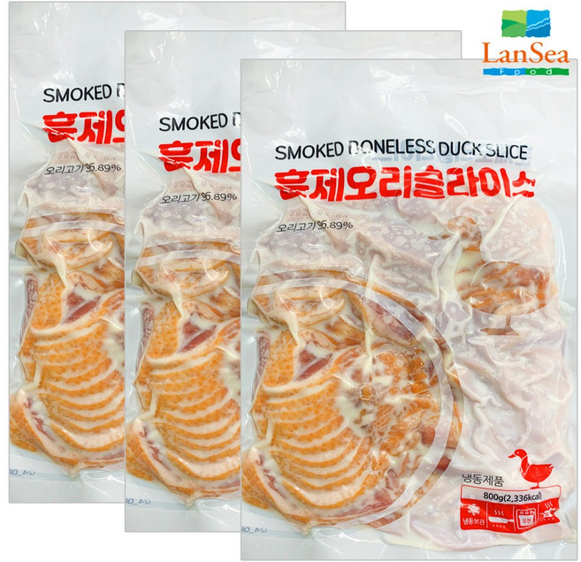 팔도맛쟁이 랜시 오리고기 훈제오리 슬라이스, 800g, 3개